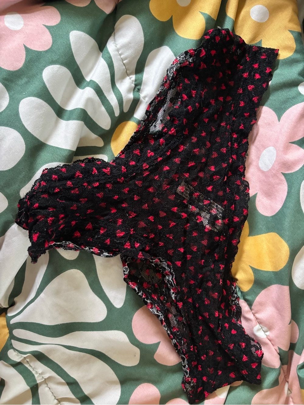 Victoria’s Secret - Lace Cheeky Panties With Hearts- Size Large - Well Worn
